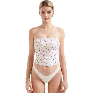 imageSUUKSESS Women Sexy Tube Top Summer Y2K Going Out Double Lined Basic Tank TopHeart Print