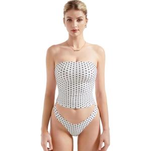 imageSUUKSESS Women Sexy Tube Top Summer Y2K Going Out Double Lined Basic Tank TopWhite Polka Dots