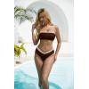 imageSUUKSESS Women Bandeau High Waited 2 Piece Bikini Set Cheeky High Cut Swimsuit104 Brown White