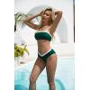 imageSUUKSESS Women Bandeau High Waited 2 Piece Bikini Set Cheeky High Cut Swimsuit104 Green White