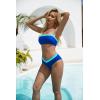 imageSUUKSESS Women Bandeau High Waited 2 Piece Bikini Set Cheeky High Cut Swimsuit104 Neon Royal Blue