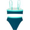 imageSUUKSESS Women Bandeau High Waited 2 Piece Bikini Set Cheeky High Cut Swimsuit104 Peacock Blue Green