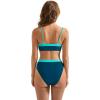 imageSUUKSESS Women Bandeau High Waited 2 Piece Bikini Set Cheeky High Cut Swimsuit104 Peacock Blue Green
