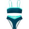 imageSUUKSESS Women Bandeau High Waited 2 Piece Bikini Set Cheeky High Cut Swimsuit104 Peacock Blue Green
