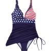 imageSUUKSESS Women Mesh One Piece Swim Dress Swimsuit Tummy Control Bathing Suit109 American Flag