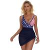 imageSUUKSESS Women Mesh One Piece Swim Dress Swimsuit Tummy Control Bathing Suit109 American Flag