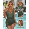 imageSUUKSESS Women Mesh One Piece Swim Dress Swimsuit Tummy Control Bathing Suit109 Army Green