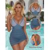 imageSUUKSESS Women Mesh One Piece Swim Dress Swimsuit Tummy Control Bathing Suit109 Black White Striped Blue