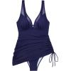 imageSUUKSESS Women Mesh One Piece Swim Dress Swimsuit Tummy Control Bathing Suit109 Blue