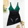 imageSUUKSESS Women Mesh One Piece Swim Dress Swimsuit Tummy Control Bathing Suit109 Green Black