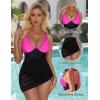 imageSUUKSESS Women Mesh One Piece Swim Dress Swimsuit Tummy Control Bathing Suit109 Hot Pink Black
