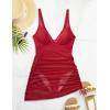 imageSUUKSESS Women Mesh One Piece Swim Dress Swimsuit Tummy Control Bathing Suit109 Red