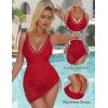 imageSUUKSESS Women Mesh One Piece Swim Dress Swimsuit Tummy Control Bathing Suit109 Red