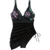 imageSUUKSESS Women Mesh One Piece Swim Dress Swimsuit Tummy Control Bathing Suit109 Retro Floral Black