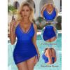 imageSUUKSESS Women Mesh One Piece Swim Dress Swimsuit Tummy Control Bathing Suit109 Royal Blue