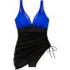 imageSUUKSESS Women Mesh One Piece Swim Dress Swimsuit Tummy Control Bathing Suit109 Royal Blue Black