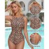 imageSUUKSESS Women One Piece Ruched Swimsuit Tummy Control Backless Bathing Suit097leopard