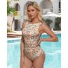 imageSUUKSESS Women One Piece Ruched Swimsuit Tummy Control Backless Bathing Suit097us Yellow Floral