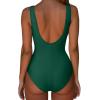 imageSUUKSESS Women One Piece Ruched Swimsuit Tummy Control Backless Bathing SuitGreen