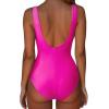 imageSUUKSESS Women One Piece Ruched Swimsuit Tummy Control Backless Bathing SuitHot Pink