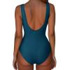 imageSUUKSESS Women One Piece Ruched Swimsuit Tummy Control Backless Bathing SuitPeacock Blue