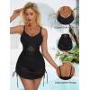 imageSUUKSESS Women One Piece Swim Dress Tummy Control Swimsuit Mesh Bathing Suit115 Black