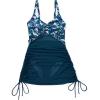 imageSUUKSESS Women One Piece Swim Dress Tummy Control Swimsuit Mesh Bathing Suit115 Blue Floral
