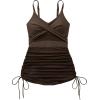 imageSUUKSESS Women One Piece Swim Dress Tummy Control Swimsuit Mesh Bathing Suit115 Dark Brown
