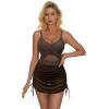 imageSUUKSESS Women One Piece Swim Dress Tummy Control Swimsuit Mesh Bathing Suit115 Dark Brown