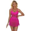 imageSUUKSESS Women One Piece Swim Dress Tummy Control Swimsuit Mesh Bathing Suit115 Hot Pink