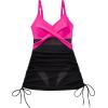 imageSUUKSESS Women One Piece Swim Dress Tummy Control Swimsuit Mesh Bathing Suit115 Hot Pink Black