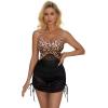 imageSUUKSESS Women One Piece Swim Dress Tummy Control Swimsuit Mesh Bathing Suit115 Leopard Black