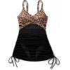 imageSUUKSESS Women One Piece Swim Dress Tummy Control Swimsuit Mesh Bathing Suit115 Leopard Black
