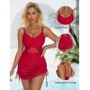 imageSUUKSESS Women One Piece Swim Dress Tummy Control Swimsuit Mesh Bathing Suit115 Red