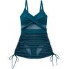 imageSUUKSESS Women One Piece Swim Dress Tummy Control Swimsuit Mesh Bathing Suit115 Upgrade Peacock Blue