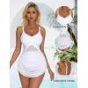 imageSUUKSESS Women One Piece Swim Dress Tummy Control Swimsuit Mesh Bathing Suit115 White