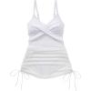 imageSUUKSESS Women One Piece Swim Dress Tummy Control Swimsuit Mesh Bathing Suit115 White