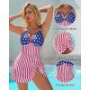 imageSUUKSESS Women One Piece Swim Dress Tummy Control Swimsuit Tie Knot Bathing SuitAmerican Flag 1
