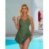 imageSUUKSESS Women One Piece Swim Dress Tummy Control Swimsuit Tie Knot Bathing SuitArmy Green