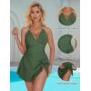 imageSUUKSESS Women One Piece Swim Dress Tummy Control Swimsuit Tie Knot Bathing SuitArmy Green