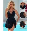 imageSUUKSESS Women One Piece Swim Dress Tummy Control Swimsuit Tie Knot Bathing SuitBlack