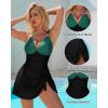 imageSUUKSESS Women One Piece Swim Dress Tummy Control Swimsuit Tie Knot Bathing SuitBlack Green