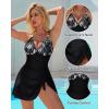 imageSUUKSESS Women One Piece Swim Dress Tummy Control Swimsuit Tie Knot Bathing SuitBlack Pink Floral