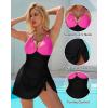 imageSUUKSESS Women One Piece Swim Dress Tummy Control Swimsuit Tie Knot Bathing SuitBlackpink