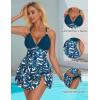 imageSUUKSESS Women One Piece Swim Dress Tummy Control Swimsuit Tie Knot Bathing SuitBlue Floral