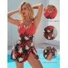 imageSUUKSESS Women One Piece Swim Dress Tummy Control Swimsuit Tie Knot Bathing SuitCoral Pink Leaf