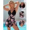 imageSUUKSESS Women One Piece Swim Dress Tummy Control Swimsuit Tie Knot Bathing SuitRetro Floral Black