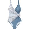 imageSUUKSESS Women Sexy Mesh Tummy Control One Piece Swimsuit Push Up Bathing Suit119 Black Striped Blue