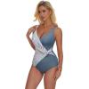 imageSUUKSESS Women Sexy Mesh Tummy Control One Piece Swimsuit Push Up Bathing Suit119 Black Striped Blue