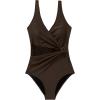 imageSUUKSESS Women Sexy Mesh Tummy Control One Piece Swimsuit Push Up Bathing Suit119 Dark Brown